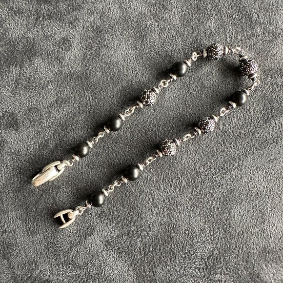 David Yurman Rosary Beads Bracelet w/ Black Onyx & Black Diamonds - Medium - Picture 10 of 14